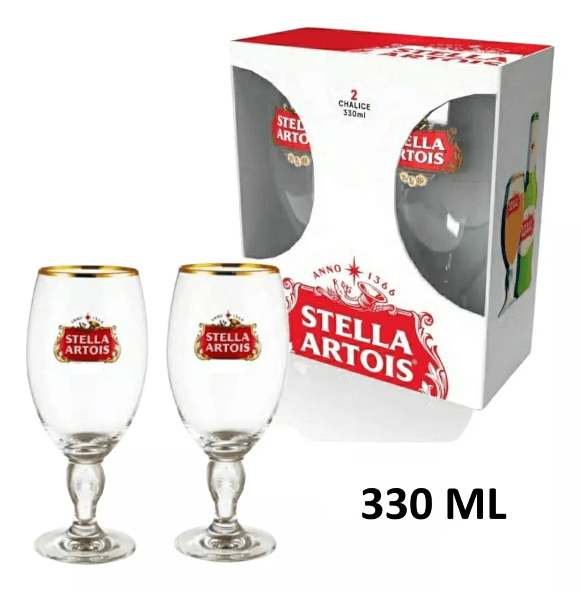 Pack 2 Copas Stella Artois 330 ml Borde Dorado