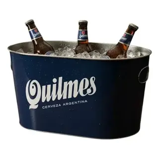 Frapera Hielera Quilmes Cerveza Hielo Balde Chapa Aluminio Azul Liso