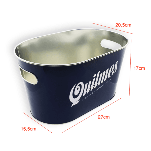 Frapera Hielera Quilmes Cerveza Hielo Balde Chapa Aluminio Azul Liso
