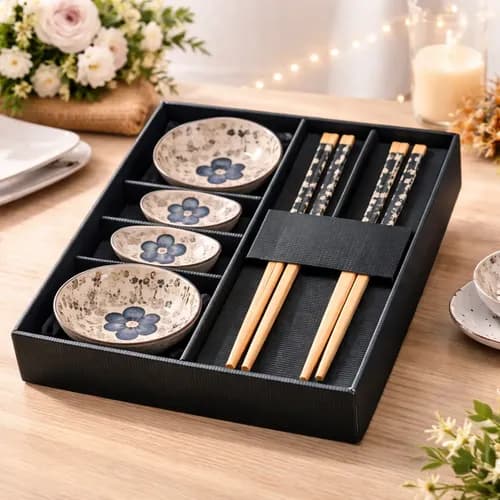 Set Sushi Porcelana Para 2 Personas En Caja De Regalo