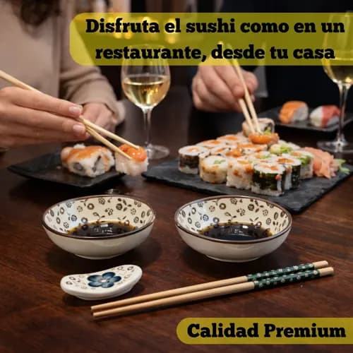 Set Sushi Porcelana Para 2 Personas En Caja De Regalo