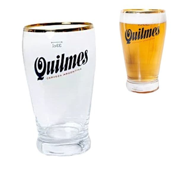 Pack 2 Vasos Quilmes Cervecero 500 ml Pinta Borde Dorado