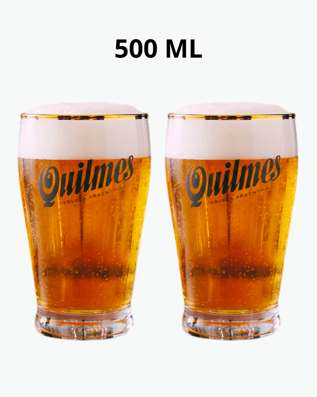 Pack 2 Vasos Quilmes Cervecero 500 ml Pinta Borde Dorado