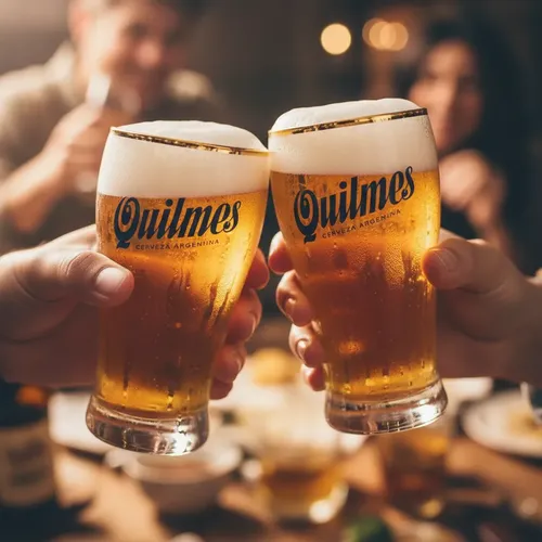Pack 2 Vasos Quilmes Cervecero 500 ml Pinta Borde Dorado