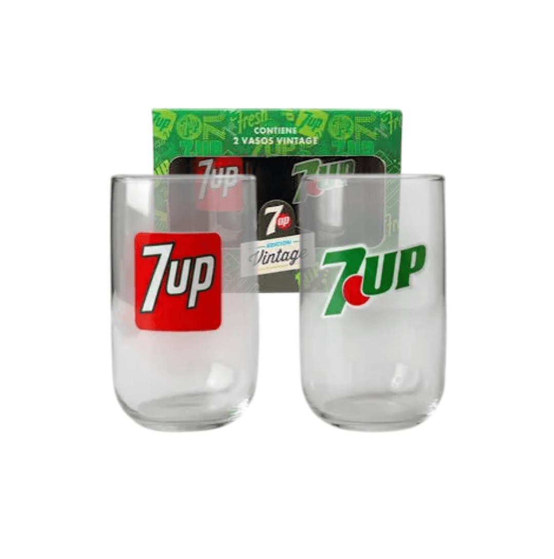 Pack 2 Vasos Vidrio 7up Edición Vintage 350ml