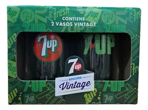 Pack 2 Vasos Vidrio 7up Edición Vintage 350ml